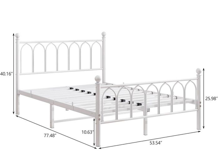 Double Bed Frame with Headboard and Footboard,Metal Platform Bed Frame Double Bed With Storage No Box Spring Needed,Strong Steel Slat Support/Mattress Base/White