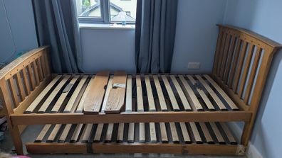 Solid Wood Single Bed with Pull out bed