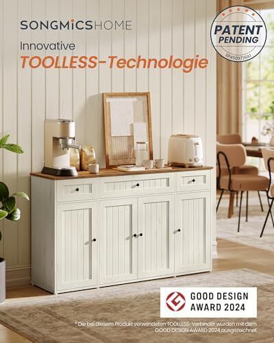 Sideboard Kitchen Cabinet with Worktop, Buffet Cabinet, Adjustable Shelves, Vintage