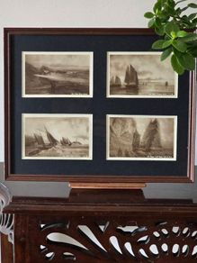 Framed Original Vintage Isle of Man Postcards 4 Coastal Views