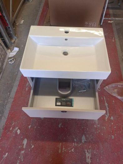 Hib vantage matt cashmere Taupe wall hung 60 unit and Vanya basin ex-display