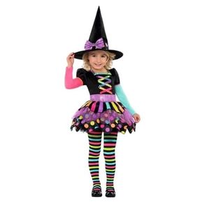 Child Girls Miss Matched Witch Fancy Dress Halloween