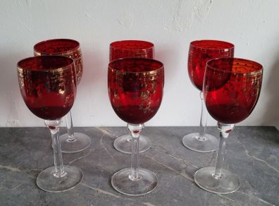Vintage red wine glasses x 6