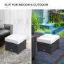 Footstool Wicker Ottoman with Padded Seat Cushion Outdoor Patio Furniture for Garden Poolside Living Room, 50 x 50 x 35 cm, Black Image 4