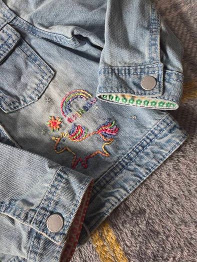 Brand New Next Girls Embroidered Denim Jacket 18-24 months