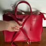 Zara Red Faux Leather Tote handbag Size M Image 6