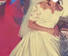 Wedding Dress UK Size 12 Jasmine Bridal Vintage Full satin skirt in cathedral length train COLLECTION DUBLIN 18