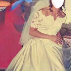 Wedding Dress UK Size 12 Jasmine Bridal Vintage Full satin skirt in cathedral length train COLLECTION DUBLIN 18