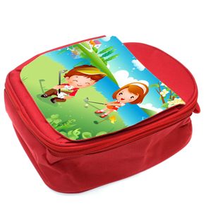 Red Lunch Bag for Kids with custom printed personalised photo or image / back to school stationery