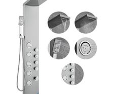 Shower Panel System, 4 Shower Modes Shower Panel Tower, Rainfall, Waterfall, 5 Full Body Massage Jets and 3-Setting Handheld Shower Head with 59" Hose