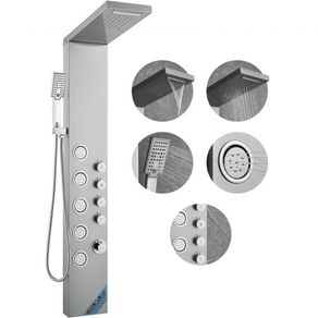 Shower Panel System, 4 Shower Modes Shower Panel Tower, Rainfall, Waterfall, 5 Full Body Massage Jets and 3-Setting Handheld Shower Head with 59" Hose