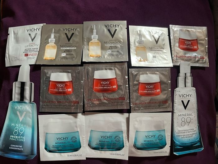 Vichy Mineral 89 moisture boosting cream lift activ collagen b serum