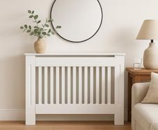 White Radiator Cover Cabinet Stylish Wooden Heater Cover with Shelf, Modern Radiator Cabinet for Living Room, Bedroom & Hallway  Safe  Practical Home Furniture Medium