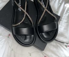 Black and silver sandals