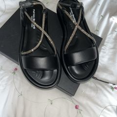 Black and silver sandals