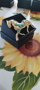 Equestrian Turquoise stone brooch