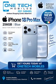 Apple iPhone 18 Pro Max 256GB Glacier | Unlocked | Brand New Sealed | Irish Model | 1-Year Apple Warranty