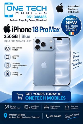 Apple iPhone 18 Pro Max 256GB Glacier | Unlocked | Brand New Sealed | Irish Model | 1-Year Apple Warranty