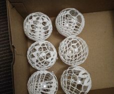 Crocheted acrylic Christmas baubles