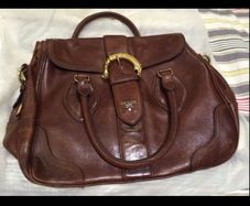 Prada Dear Skin Leather Satchel with Dragon Buckle