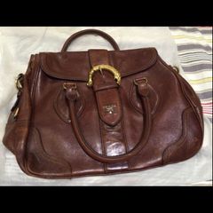 Prada Dear Skin Leather Satchel with Dragon Buckle
