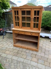 Two piece old pine cabinet