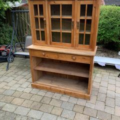 Two piece old pine cabinet