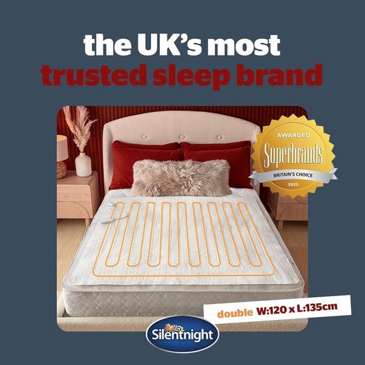 Silentnight Comfort Control Electric Blanket Double Bed - Heated Underblanket with 4 Heat Settings - Fast Heat Up - Overheat Protection and Easy Fit Straps - Machine Washable - Double - 135x120cm