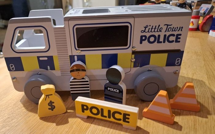 Little Town 2 in 1 Wooden Police Vehicle and Police Station