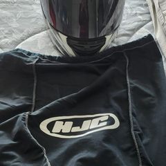 motorcycle helmet and some gear