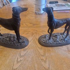 2 Bronze Greyhound Sculptures