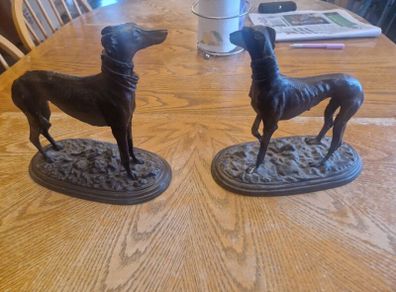 2 Bronze Greyhound Sculptures