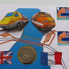 The Channel Tunnel UK England & France 1993 Eurotunnel BUNC coin stamps 1994 first day cover
