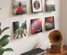 Floating Shelves for Vinyl Record, 6 Pack 12" Clear Plastic Wall Shelf Room Decor for Book/Photo/Picture/Makeup Display in Bedroom, Living Room, Bathroom Storage and Organization