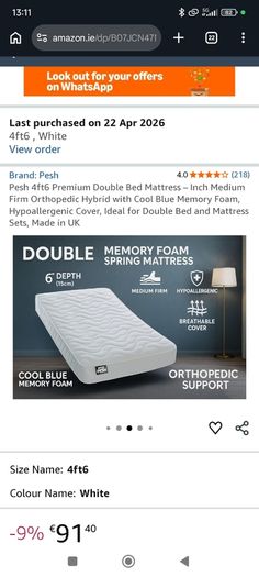 Brand new (still in plastic) 4'6 mattress