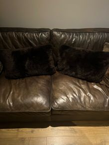 2 Brown Paul Costelloe Faux Fur Cushions (Duck feather filled)