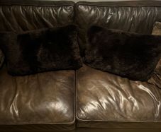2 Brown Paul Costelloe Faux Fur Cushions (Duck feather filled)