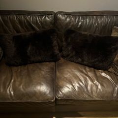 2 Brown Paul Costelloe Faux Fur Cushions (Duck feather filled)