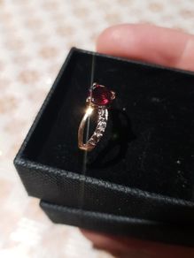 10ct gold ring  with  Natural Gem Stone garnet and diamonds