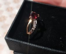 10ct gold ring  with  Natural Gem Stone garnet and diamonds