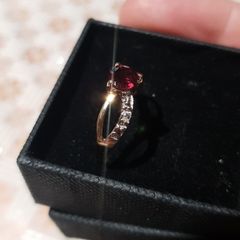 10ct gold ring  with  Natural Gem Stone garnet and diamonds