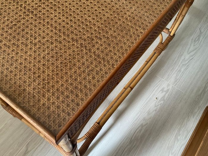 Vintage Mid Century Cane & Bamboo dressing table/console