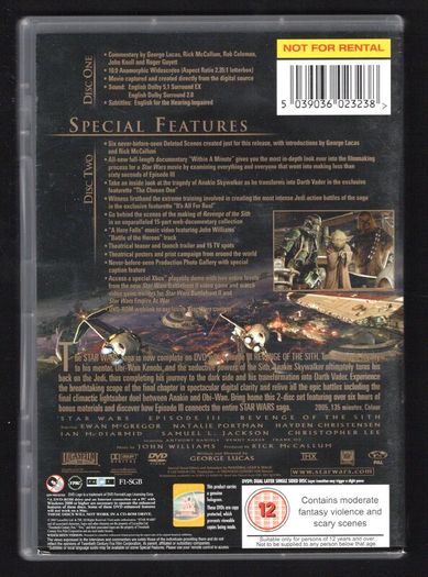 Star Wars: Episode III  Revenge Of The Sith d-disc DVD Movie