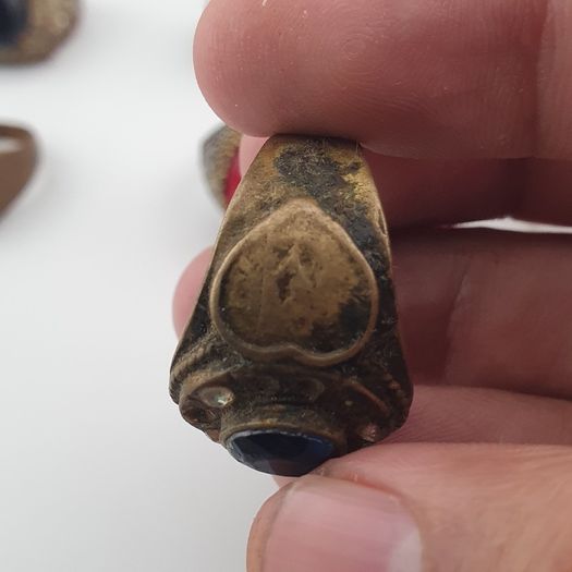 15 Antique Style Brass Rings Mixed Stone & Colourful Glass Accents