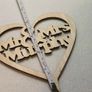 Custom Personalised Mr & Mrs Wedding CakeTopper Wooden Heart With Names Laser Cut Image 3