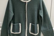 Spainish designer brand Yerse dark teal Green colour  wool cardigan / jacket BRAND NEW