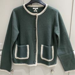 Spainish designer brand Yerse dark teal Green colour  wool cardigan / jacket BRAND NEW