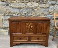 Antique Oak Blanket Box With Drawers.