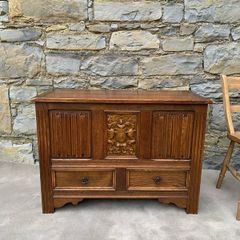 Antique Oak Blanket Box With Drawers.