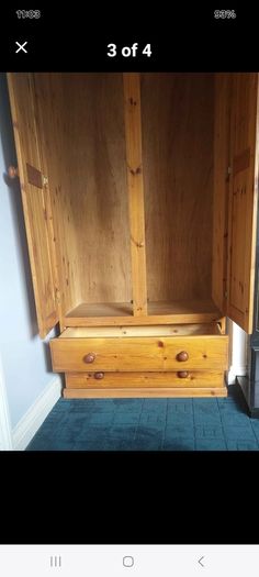 Solid wood wardrobe in excellent condition. Two Drawers.